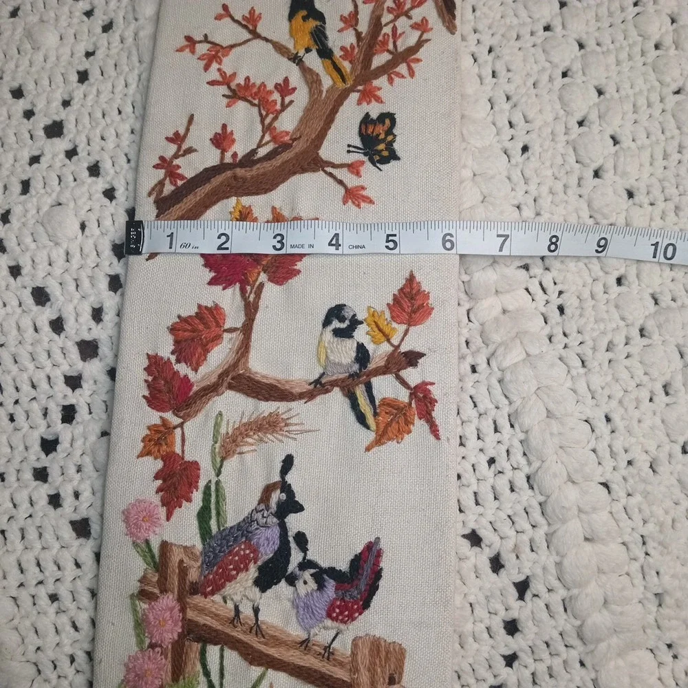 Embroidered Cross Stitch Hanging Art Birds Vintage Handmade Quail Leewards 26X6